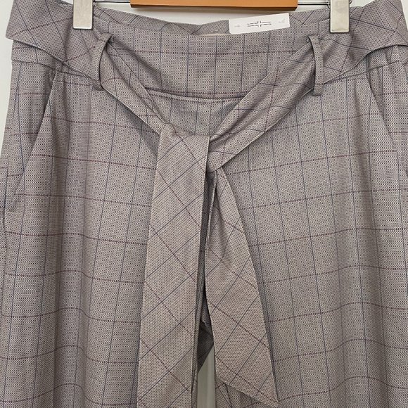 NWT Liverpool Women's trousers with Self Belt Taupe Grey Mauve Windowpane Plaid - Picture 6 of 14